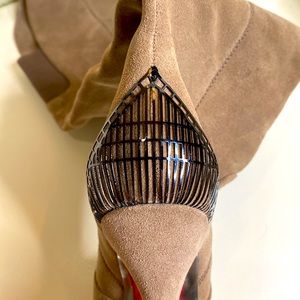 Halston Beige Suede OTK Boots